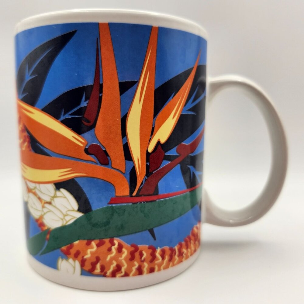 Hilo Hattie Hawaiian Bird Of Paradise Lei Floral Ceramic Mug 12oz